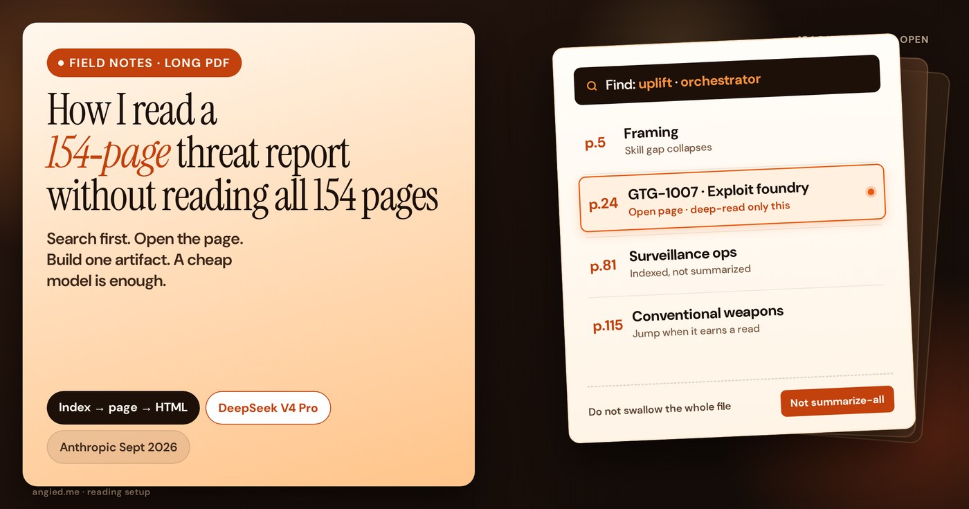 Cover illustration: search, open the page, build one artifact for reading long PDFs with AI